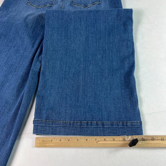Spanx Jeans Women 34x28* High Rise Front Seam Wide Leg Blue Stretch Denim Tag XL - Picture 11 of 16